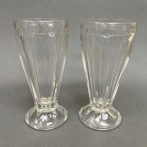 Sundae Glasses Water Tumblers Clear Glass 7 5/8" high Lot of 2